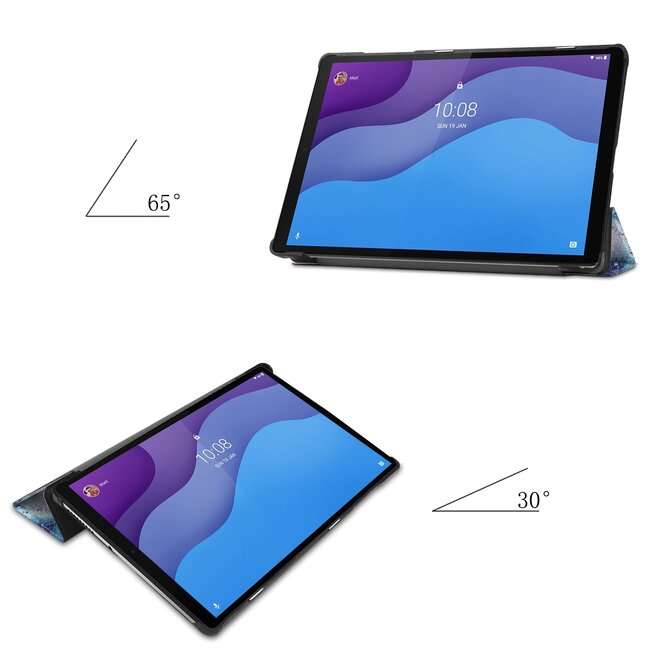 Tablet hoes & 2-Pack Screenprotector geschikt voor Lenovo Tab M10 - 10.1 Inch - Auto Wake/Sleep functie - Galaxy