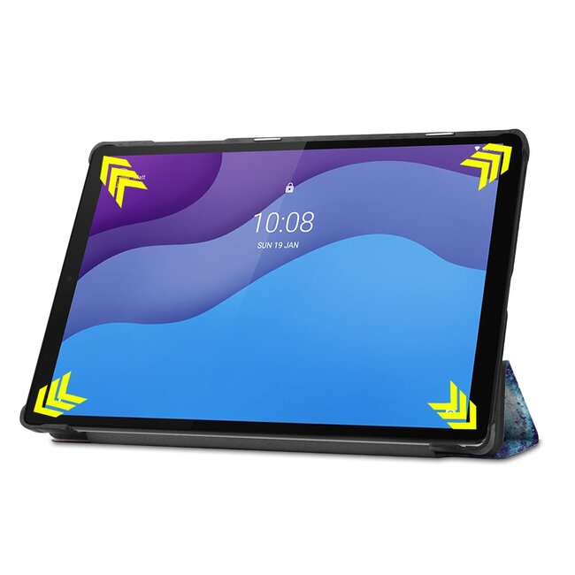 Tablet hoes & 2-Pack Screenprotector geschikt voor Lenovo Tab M10 - 10.1 Inch - Auto Wake/Sleep functie - Galaxy