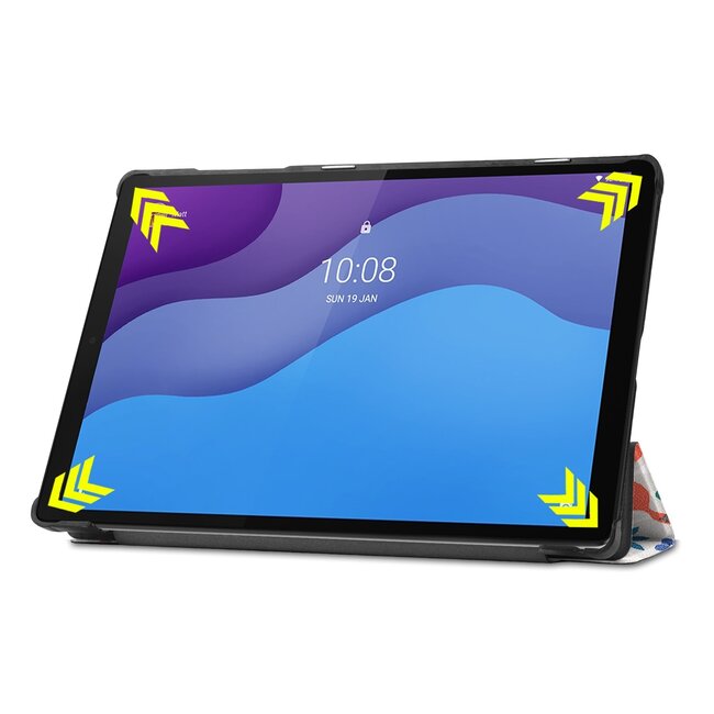 Tablet hoes & 2-Pack Screenprotector geschikt voor Lenovo Tab M10 - 10.1 Inch - Auto Wake/Sleep functie - Vlinders