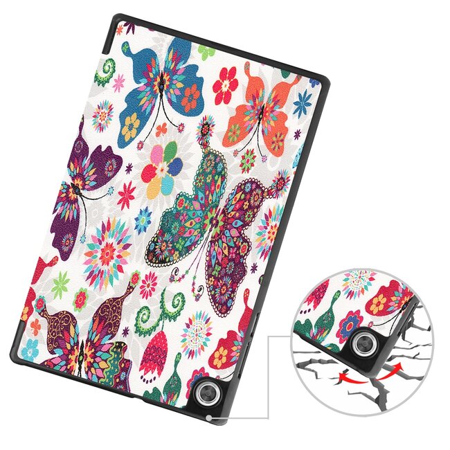 Tablet hoes & 2-Pack Screenprotector geschikt voor Lenovo Tab M10 - 10.1 Inch - Auto Wake/Sleep functie - Vlinders