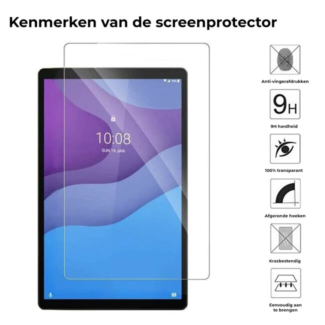 Tablet hoes & 2-Pack Screenprotector geschikt voor Lenovo Tab M10 - 10.1 Inch - Auto Wake/Sleep functie - Vlinders