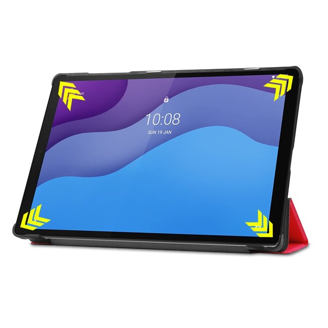 Tablet hoes & 2-Pack Screenprotector geschikt voor Lenovo Tab M10 - 10.1 Inch - Auto Wake/Sleep functie - Rood