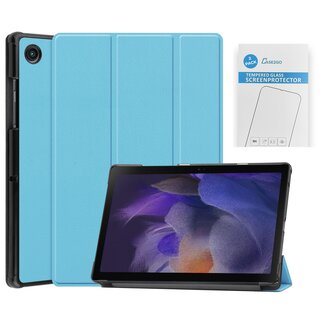 Case2go Tablet hoes & 2-Pack Screenprotector geschikt voor Samsung Galaxy Tab A8 - 10.5 Inch - Auto Wake/Sleep functie - Licht Blauw