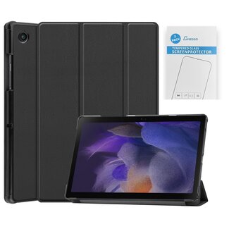 Case2go Tablet hoes & 2-Pack Screenprotector geschikt voor Samsung Galaxy Tab A8 - 10.5 Inch - Auto Wake/Sleep functie - Zwart