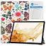 Tablet hoes & 2-Pack Screenprotector geschikt voor Samsung Galaxy Tab S8 Plus - 12.4 Inch - Auto Wake/Sleep functie - Vlinders