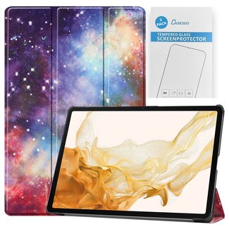 Case2go Tablet hoes & 2-Pack Screenprotector geschikt voor Samsung Galaxy Tab S8 Plus - 12.4 Inch - Auto Wake/Sleep functie - Galaxy