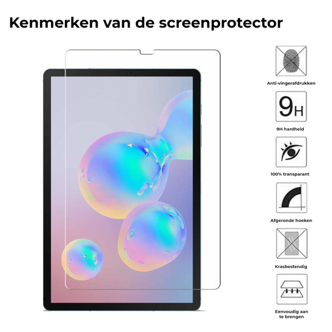 Tablet hoes & 2-Pack Screenprotector geschikt voor Samsung Galaxy Tab S8 Plus - 12.4 Inch - Auto Wake/Sleep functie - Zwart