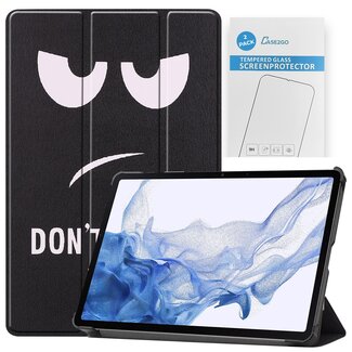 Case2go Tablet hoes & 2-Pack Screenprotector geschikt voor Samsung Galaxy Tab S8 - 11 Inch - Auto Wake/Sleep functie - Don't touch me