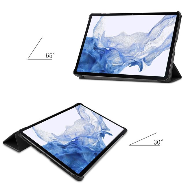 Tablet hoes & 2-Pack Screenprotector geschikt voor Samsung Galaxy Tab S8 - 11 Inch - Auto Wake/Sleep functie - Zwart