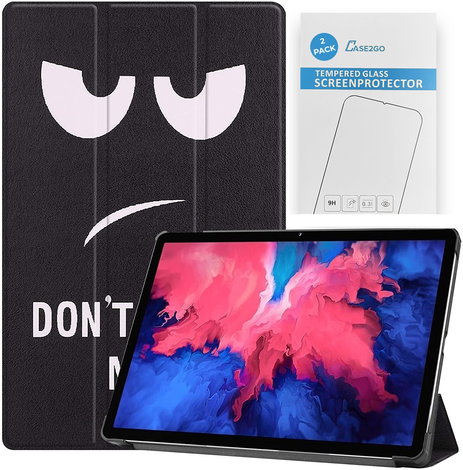 Tablet hoes &amp; 2-Pack Screenprotector geschikt voor Lenovo Tab P11 - 11 Inch - Auto Wake/Sleep functie - Don't touch me afbeelding