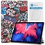 Tablet hoes & 2-Pack Screenprotector geschikt voor Lenovo Tab P11 - 11 Inch - Auto Wake/Sleep functie - Graffiti