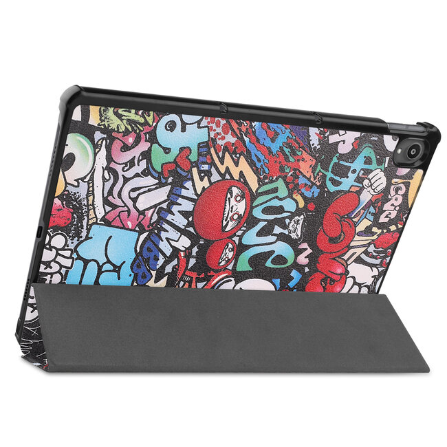 Tablet hoes & 2-Pack Screenprotector geschikt voor Lenovo Tab P11 - 11 Inch - Auto Wake/Sleep functie - Graffiti