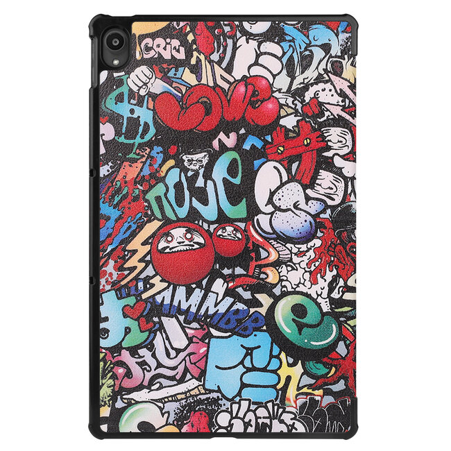 Tablet hoes & 2-Pack Screenprotector geschikt voor Lenovo Tab P11 - 11 Inch - Auto Wake/Sleep functie - Graffiti