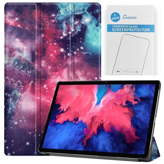 Tablet hoes & 2-Pack Screenprotector geschikt voor Lenovo Tab P11 - 11 Inch - Auto Wake/Sleep functie - Galaxy