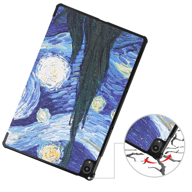 Tablet hoes & 2-Pack Screenprotector geschikt voor Lenovo Tab P11 - 11 Inch - Auto Wake/Sleep functie - Sterrenhemel