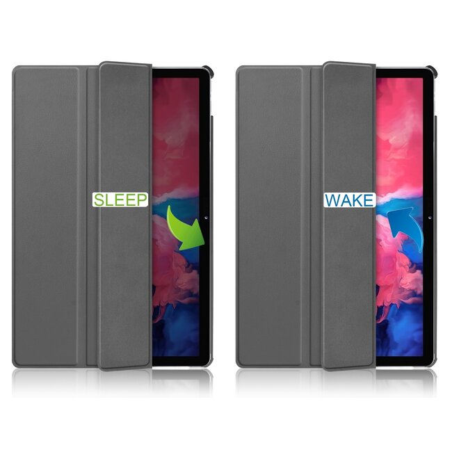 Tablet hoes & 2-Pack Screenprotector geschikt voor Lenovo Tab P11 - 11 Inch - Auto Wake/Sleep functie - Grijs