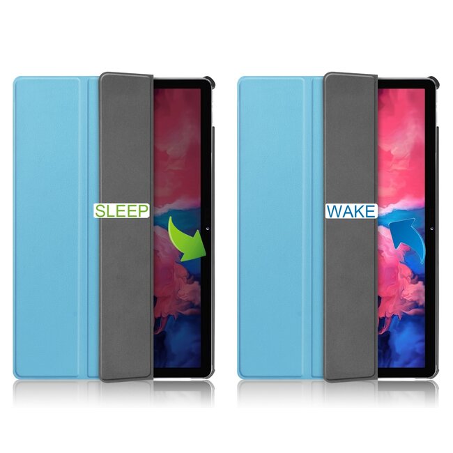 Tablet hoes & 2-Pack Screenprotector geschikt voor Lenovo Tab P11 - 11 Inch - Auto Wake/Sleep functie - Licht Blauw