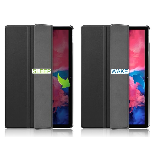 Tablet hoes & 2-Pack Screenprotector geschikt voor Lenovo Tab P11 - 11 Inch - Auto Wake/Sleep functie - Zwart