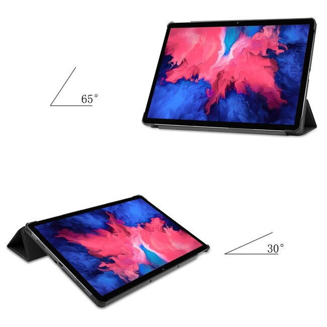 Tablet hoes & 2-Pack Screenprotector geschikt voor Lenovo Tab P11 - 11 Inch - Auto Wake/Sleep functie - Zwart