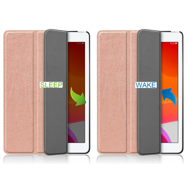 Tablet hoes & 2-Pack Screenprotector geschikt voor iPad 2021 / 2020 / 2019 - 10.2 Inch - Auto Wake/Sleep functie - Rosé-Goud
