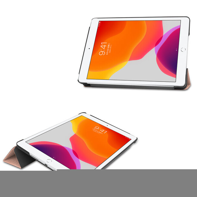 Tablet hoes & 2-Pack Screenprotector geschikt voor iPad 2021 / 2020 / 2019 - 10.2 Inch - Auto Wake/Sleep functie - Rosé-Goud