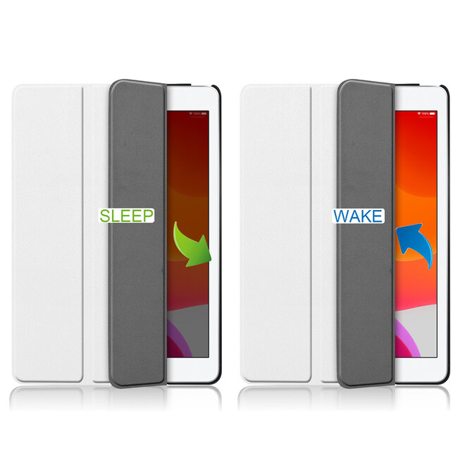 Tablet hoes & 2-Pack Screenprotector geschikt voor iPad 2021 / 2020 / 2019 - 10.2 Inch - Auto Wake/Sleep functie - Wit
