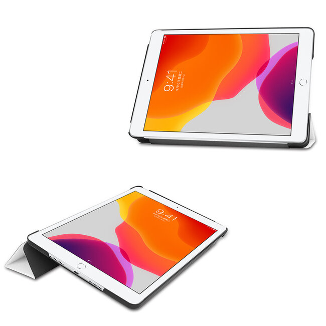 Tablet hoes & 2-Pack Screenprotector geschikt voor iPad 2021 / 2020 / 2019 - 10.2 Inch - Auto Wake/Sleep functie - Wit