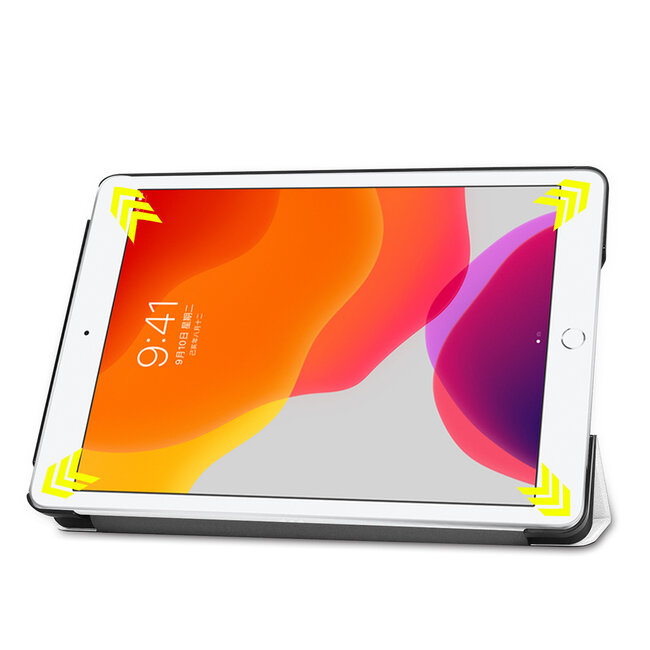 Tablet hoes & 2-Pack Screenprotector geschikt voor iPad 2021 / 2020 / 2019 - 10.2 Inch - Auto Wake/Sleep functie - Wit
