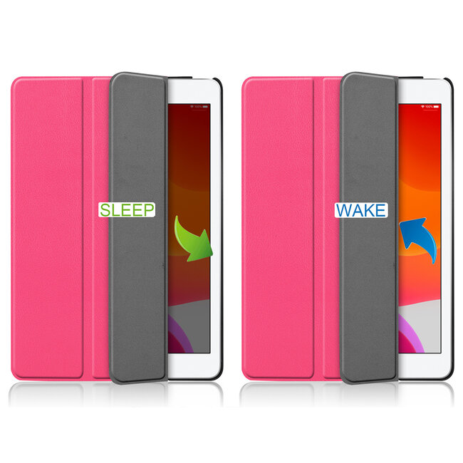 Tablet hoes & 2-Pack Screenprotector geschikt voor iPad 2021 / 2020 / 2019 - 10.2 Inch - Auto Wake/Sleep functie - Magenta