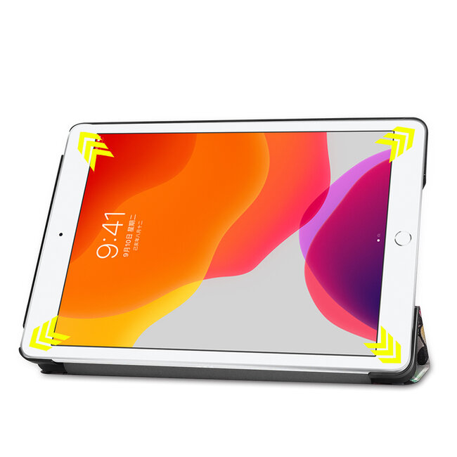 Tablet hoes & 2-Pack Screenprotector geschikt voor iPad 2021 / 2020 / 2019 - 10.2 Inch - Auto Wake/Sleep functie - Graffiti