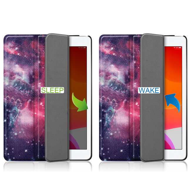 Tablet hoes & 2-Pack Screenprotector geschikt voor iPad 2021 / 2020 / 2019 - 10.2 Inch - Auto Wake/Sleep functie - Galaxy
