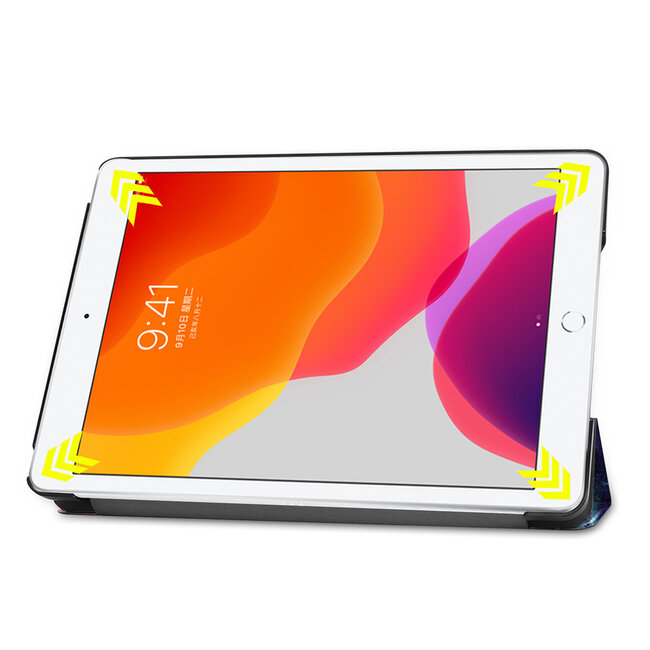Tablet hoes & 2-Pack Screenprotector geschikt voor iPad 2021 / 2020 / 2019 - 10.2 Inch - Auto Wake/Sleep functie - Galaxy