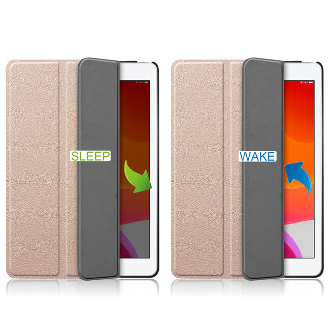 Tablet hoes & 2-Pack Screenprotector geschikt voor iPad 2021 / 2020 / 2019 - 10.2 Inch - Auto Wake/Sleep functie - Goud