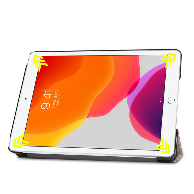 Tablet hoes & 2-Pack Screenprotector geschikt voor iPad 2021 / 2020 / 2019 - 10.2 Inch - Auto Wake/Sleep functie - Goud