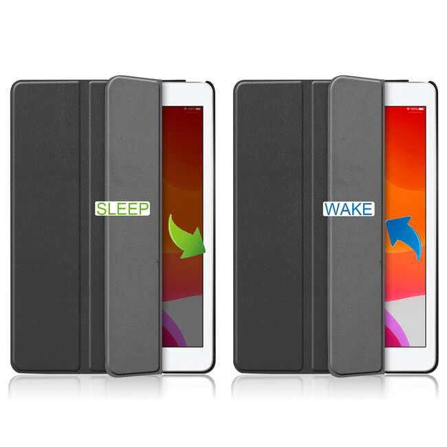 Tablet hoes & 2-Pack Screenprotector geschikt voor iPad 2021 / 2020 / 2019 - 10.2 Inch - Auto Wake/Sleep functie - Zwart