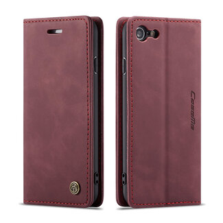 CaseMe CaseMe - Telefoonhoesje geschikt voor iPhone SE 2022 - Wallet Book Case - Magneetsluiting - Rood