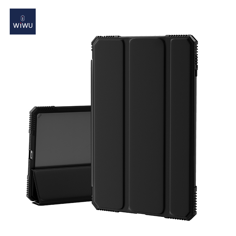 WiWu - Tablet hoes geschikt voor Apple iPad Air 11 (2024/2025) / Apple iPad Air 2022 10.9 inch - Schokbestendige Tri-Fold Case met TPU frame - Alpha Smart Folio Case - Zwart afbeelding