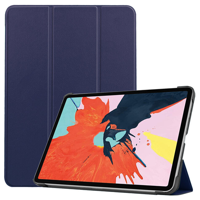 Case2go - Tablet hoes geschikt voor iPad Air 2022 - 10.9 Inch - Tri fold Book Case - Met Auto Sleep/wake functie - Donker blauw