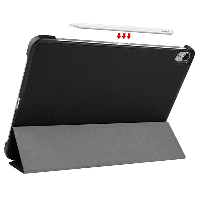 Case2go - Tablet hoes geschikt voor Apple iPad Air 11 (2024) / Apple iPad Air 10.9 (2022) - Tri fold Book Case - Met Auto Sleep/wake functie - Zwart