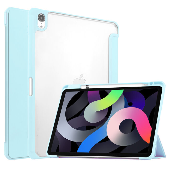 Case2go - Tablet Hoes geschikt voor iPad Air 10.9 (2022) - Transparante Case - Tri-fold Back Cover - Met Auto Wake/Sleep functie - Mint Groen