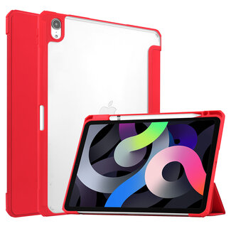 Case2go Case2go - Tablet Hoes geschikt voor iPad Air 10.9 (2022) - Transparante Case - Tri-fold Back Cover - Met Auto Wake/Sleep functie - Rood