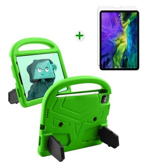 Case2go Case2go - Tablet Hoes & Screenprotector geschikt voor iPad Air 2022 - 10.9 inch - Schokbestendige case met handvat - iPad hoes Kinderen - Groen