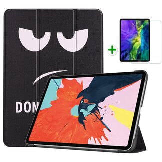 Case2go Case2go - Tablet Hoes & Screenprotector voor Apple iPad Air 2022 - 10.9 inch - Tri-Fold Book Case - Met Auto Sleep/Wake functie - Don't Touch Me