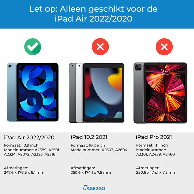 Case2go - Tablet Hoes & Screenprotector voor Apple iPad Air 2022 - 10.9 inch - Tri-Fold Book Case - Met Auto Sleep/Wake functie - Witte Bloesem