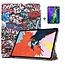 Case2go - Tablet Hoes & Screenprotector voor Apple iPad Air 2022 - 10.9 inch - Tri-Fold Book Case - Met Auto Sleep/Wake functie - Graffiti