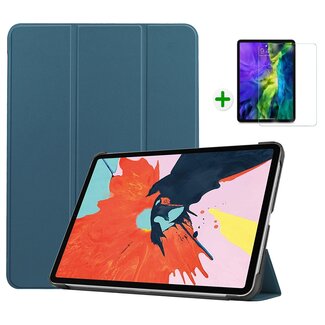 Case2go Case2go - Tablet Hoes & Screenprotector voor Apple iPad Air 2022 - 10.9 inch - Tri-Fold Book Case - Met Auto Sleep/Wake functie - Donker Groen