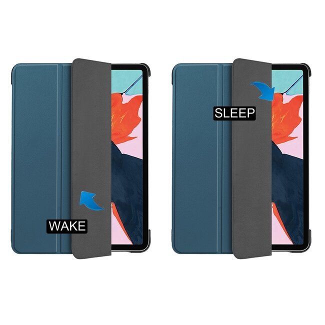 Case2go - Tablet Hoes & Screenprotector voor Apple iPad Air 2022 - 10.9 inch - Tri-Fold Book Case - Met Auto Sleep/Wake functie - Donker Groen