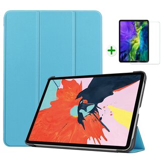Case2go Case2go - Tablet Hoes & Screenprotector voor Apple iPad Air 2022 - 10.9 inch - Tri-Fold Book Case - Met Auto Sleep/Wake functie - Licht Blauw