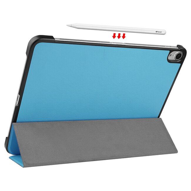 Case2go - Tablet Hoes & Screenprotector voor Apple iPad Air 2022 - 10.9 inch - Tri-Fold Book Case - Met Auto Sleep/Wake functie - Licht Blauw