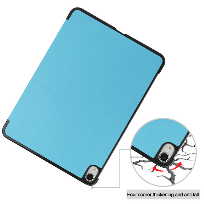 Case2go - Tablet Hoes & Screenprotector voor Apple iPad Air 2022 - 10.9 inch - Tri-Fold Book Case - Met Auto Sleep/Wake functie - Licht Blauw